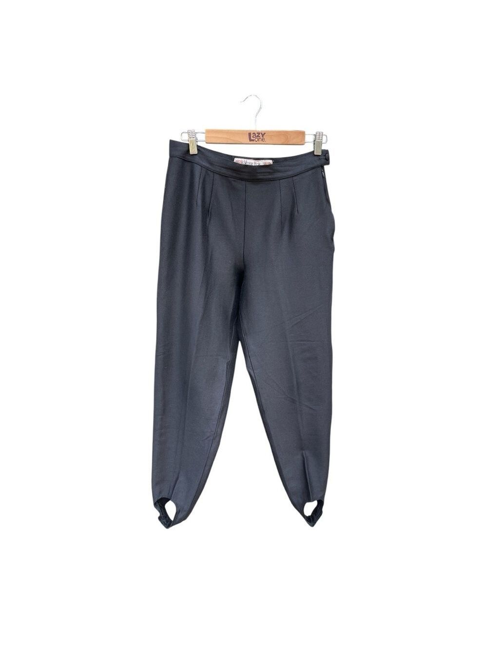 VOTRE NOM SZ 12 (FR 44) black side zip fabric button stretch Paris stirrup pants